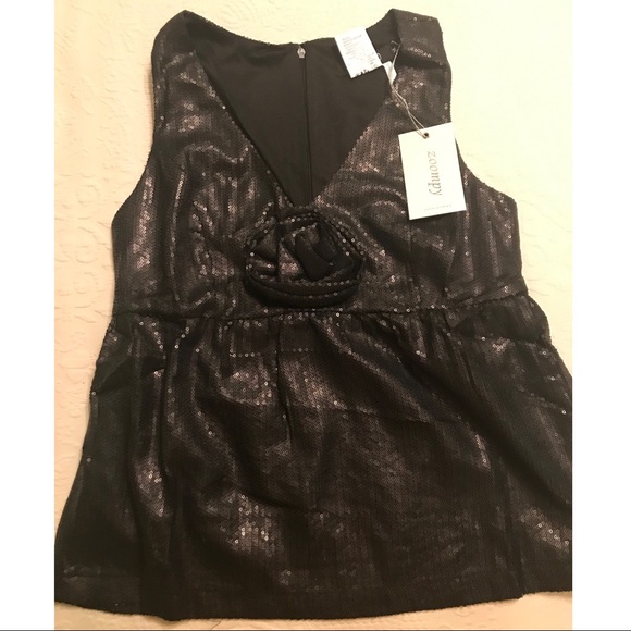 Zoompy Peplum Sequin V Neck Rose Top S / M / L NWT - Picture 3 of 4